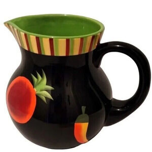 Crate & Barrel Pimienta Ceramic Pitcher Caliente Black Chilli Limon